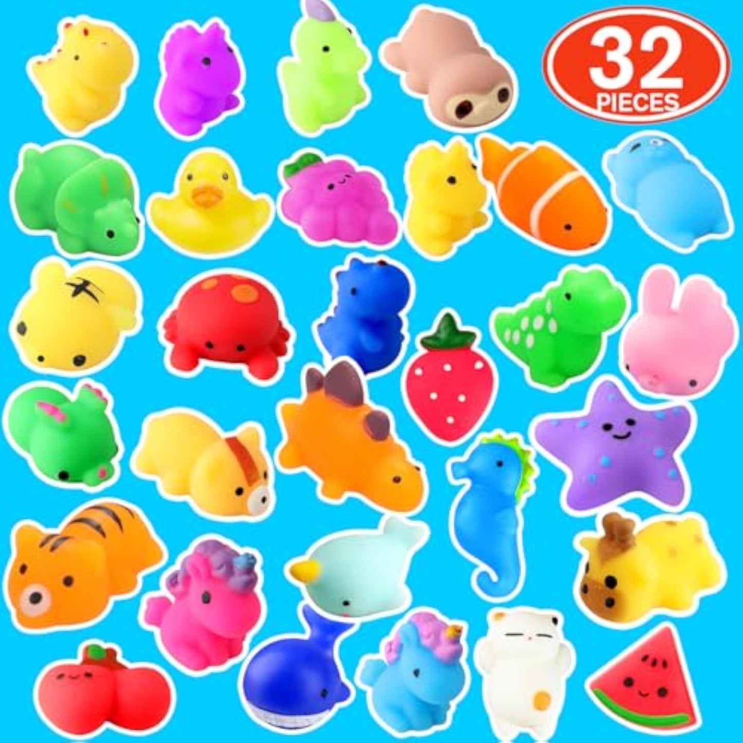 nobasco Squishies, 32 Pack Mochi Squishy Toys - Kawaii Cat Squishys Slow Rising Animals - Party Favors, Goodie Bag, Birthday Gifts, Mini Squishies Stress Reliever Toy - New
