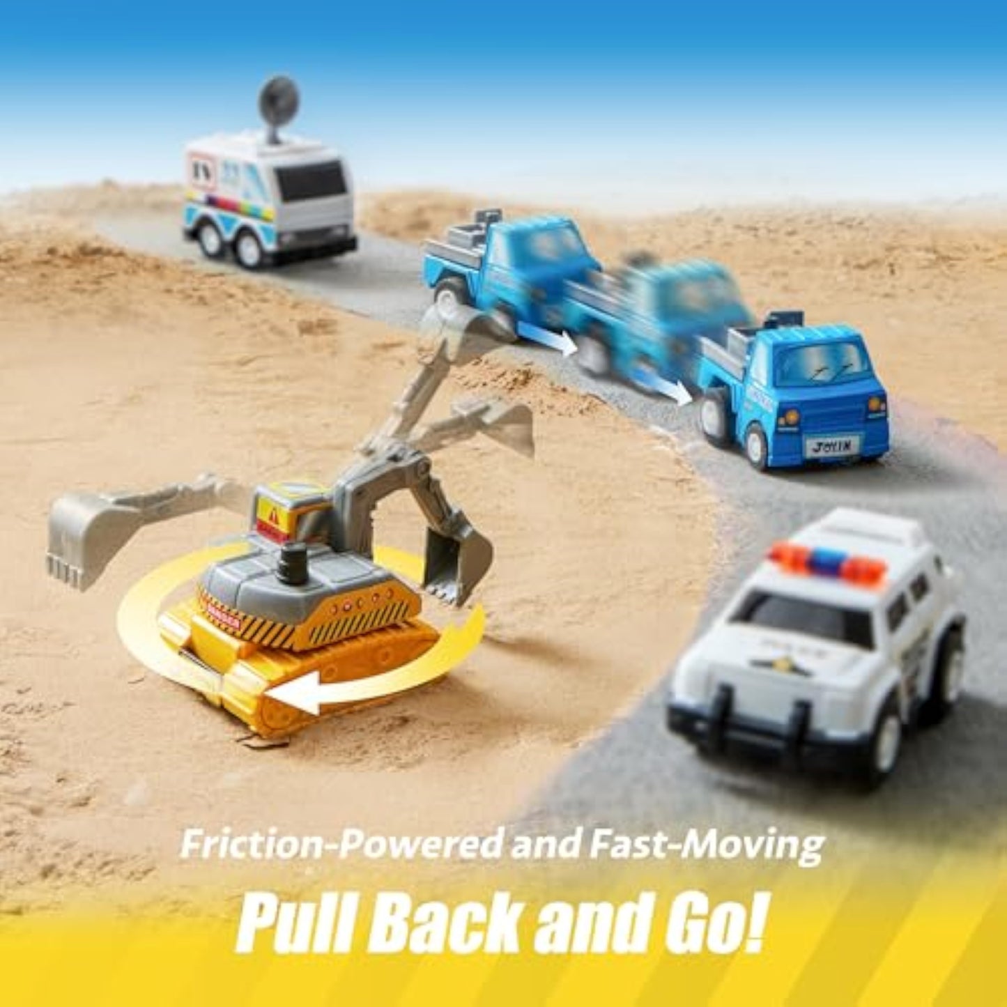 JOYIN 18 Pcs Pull Back City Cars and Trucks Toy Vehicles Set, Friction Powered Mini Cars Toys for Toddlers, Party Favors for Kids 3-5, Birthday Gifts for Boys and Girls, Goodie Bag Stuffers - New