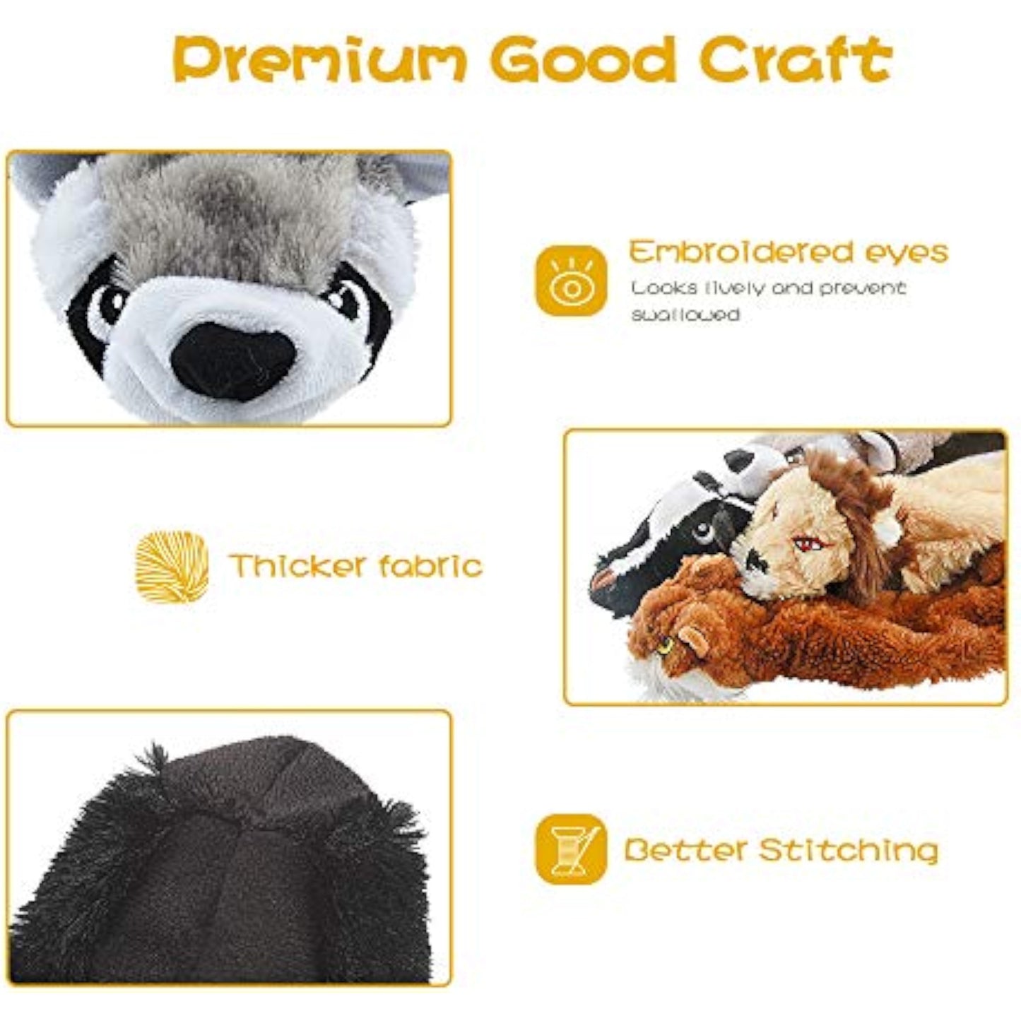 Dog Squeak Toys, No Stuffing Plush Dogs Chew Toy Bundle for Small Medium Large Breed Chewer Tough Durable Squeaky Pet Fetch Puppy Teething Chewing Interactive to Keep Them Busy Best Birthday Gift - New