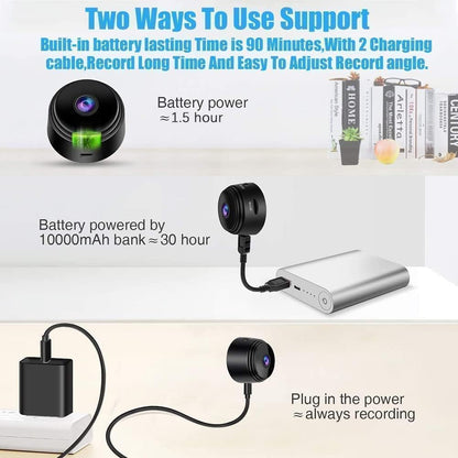 Camera Mini 1080P Smart Wireless Wireless WiFi Camera Home Security Surveillance Cam Car Tiny Nanny Cam, Small Portable Baby Cameras Dog Pet Camera for Indoor Outdoor Black