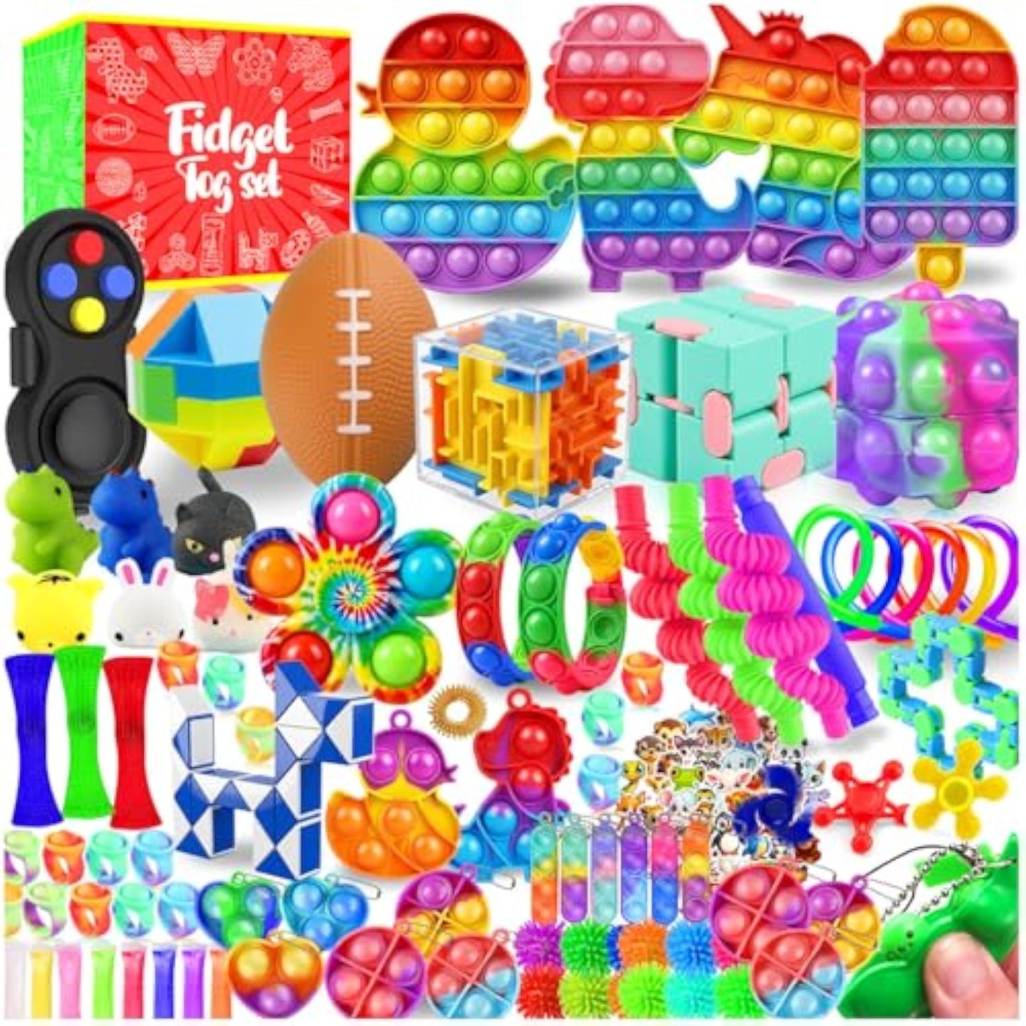 Fidget Toys, 160 Pack Party Favors for Kids 8-12 4-8, Sensory Toys Bulk Autism Autistic, Treasure Box Toys for Classroom, Stocking Stuffers, Goodie Bag Stuffers, Christmas Birthday Gifts Prizes - New