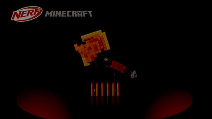NERF Minecraft Firebrand, Dart Blasting Axe, 6 Elite Foam Darts, Design Inspired by Minecraft Axe in The Game, Pull Down Priming, Minecraft Toys - New