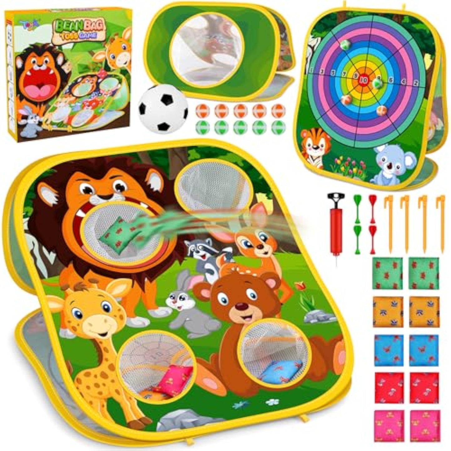 Animal Bean Bag Toss Game Toy Outdoor Toss Game, Family Party Party Supplies for Kids, Gift for Boys Birthday or Christmas for Toddlers Ages 3 4 5 6 Year Old - New