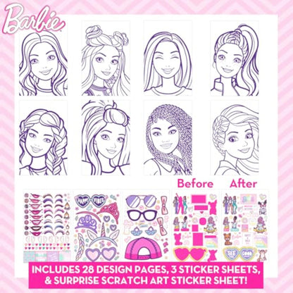 Horizon Group USA Barbie Magazine - Create Hair & Makeup Looks with 130+ Stencils, 180+ Stickers, Crayons & Pretend Makeup - New