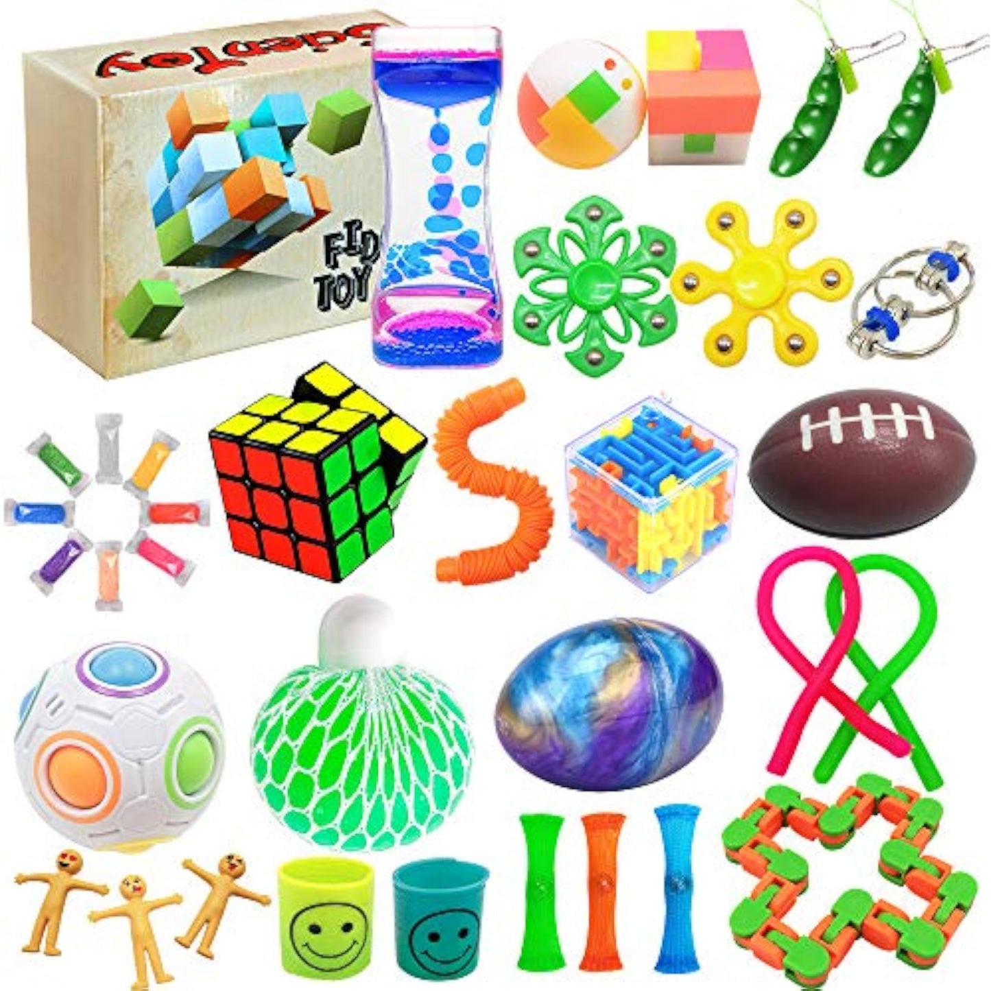 Fidget Toy Set, 35 Pcs Sensory Toy for ADD, OCD, Autistic Children, Adults, Anxiety Autism to Stress Relief and Anti Anxiety with Motion Timer, Perfect for Classroom Reward with Gift Box - New