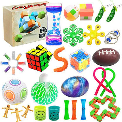 Fidget Toy Set, 35 Pcs Sensory Toy for ADD, OCD, Autistic Children, Adults, Anxiety Autism to Stress Relief and Anti Anxiety with Motion Timer, Perfect for Classroom Reward with Gift Box - New