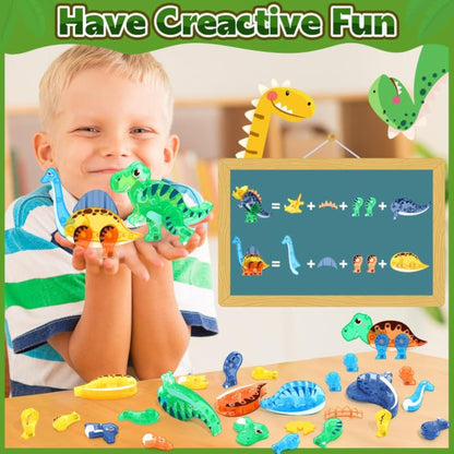 Coodoo Dinosaur Toys Magnetic Tiles 3D Movable Dinos for Kids 3-5 5-7 Toddler Outdoor Sensory Toys, STEM Educational Magnetic Blocks for 3+ Years Old Boys Girls Kids Toy - New