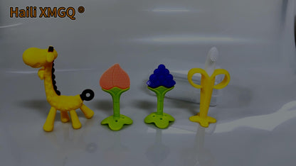 HAILI XMGQ Baby Teething Toys 3-6 Months, Baby Chew Teether Freezer BPA Free, Babies Teething Relief for Infants, Banana Toothbrush, Fruit Shape Giraffe Newborn Teether Gift for Baby Boy and Girl - New