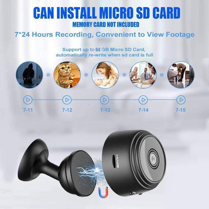 Camera Mini 1080P Smart Wireless Wireless WiFi Camera Home Security Surveillance Cam Car Tiny Nanny Cam, Small Portable Baby Cameras Dog Pet Camera for Indoor Outdoor Black