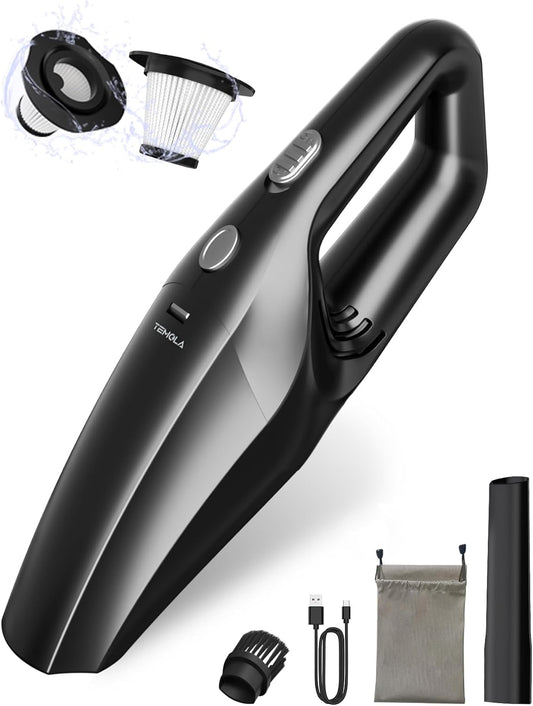 TEMOLA Car Vacuum Cleaner, Portable Handheld Vacuum Cordless Rechargeable with HEPA Filter, Mini Hand Held Car Interior Vacuum Cleaning Accessories Detailing Kit Essentials for Women Men
