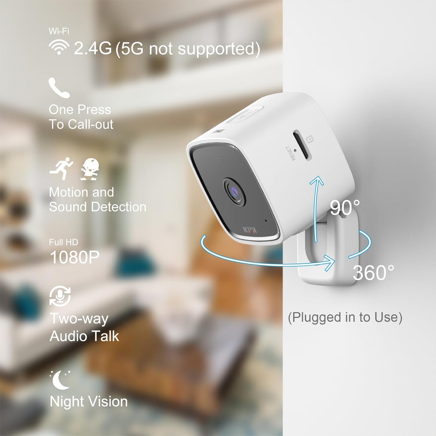 SMARTKLIK 1080p HD Mini Indoor Camera, WiFi Security Camera Pet Camera with Phone App Home Camera for Room/Baby/Dog, Night Vision, 2-Way Audio, Motion Detection for Home Security