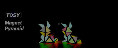 TOSY Magnet Pyramid Stone - 1 Cube Transforms into 1 Billion Shapes (Bunny, Egg Basket, Flowers, Heart), Easter Birthday Gift, 12 pcs, 243 Magnets, Holographic Design, Puzzle/STEM Toy - New