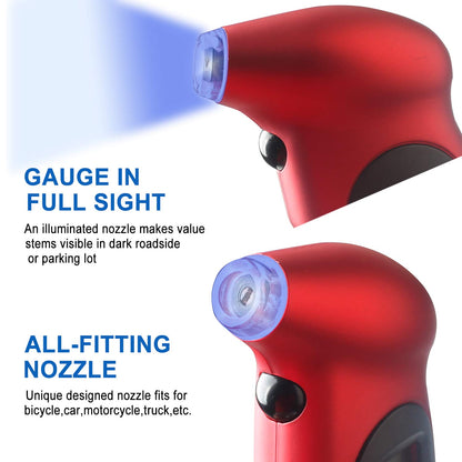NDDI 2 Pack Digital Tire Pressure Gauge, 150 PSI 4 Settings Car Truck Bicycle Backlit LCD Non-Slip Grip, Gray and Red