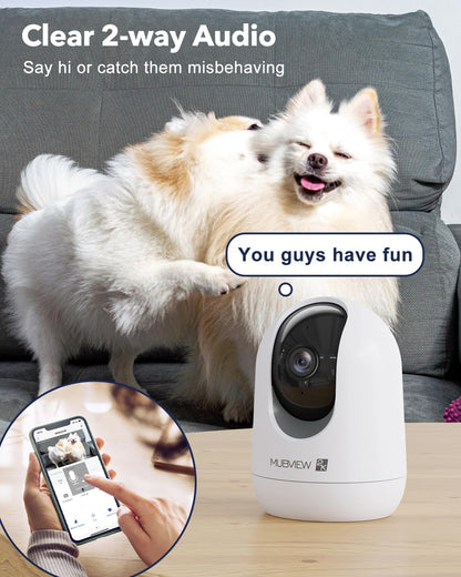 Indoor Security Camera 2K, Pet Camera with Phone App, WiFi Cameras for Home Security Camera for Dog/ Baby Monitor/Elder Pan Tilt, 2.4G, 24/7, 2-Way Talk, Human Detection, Motion Tracking, SD&Cloud