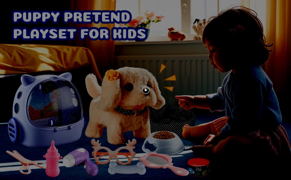 Vanvimen 16 Pcs Robot Dog Toys for Girls, Toys for 3 4 5 6 7 8 Year Old Girls Kids Boys, Realistic Robot Puppy Toddlers Girl Toy for 5-7 6-8, Ideas Birthday Gifts for Girl 3 4 5 6 Year Old - New