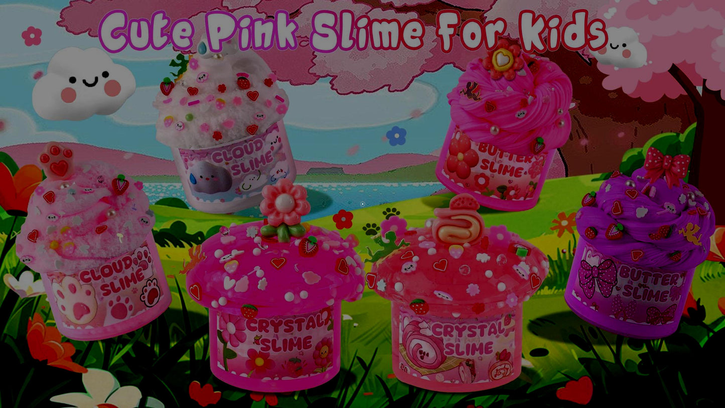 6 Pack Slimes, Pink Slime Kids, Cloud Slime kit for Girls Ages 8-12, Toys for Girls and Boys, for Kids Slime Set Party kit Goodie Bag Stuffers, 4 5 6 7 8 9 10 Year Old Girl Birthday Gift Cute Stuff - New