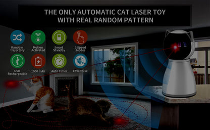 YVE LIFE Cat Toys Laser for Indoor Cats,The 4th Generation Real Random Trajectory Motion Activated Rechargeable Automatic Cat Laser Toy,Interactive Cat Toys for Bored Indoor Cats/Kittens - New