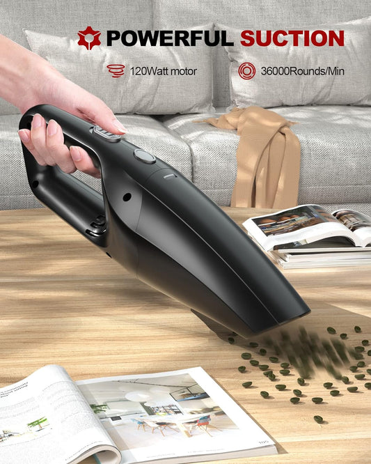 TEMOLA Car Vacuum Cleaner, Portable Handheld Vacuum Cordless Rechargeable with HEPA Filter, Mini Hand Held Car Interior Vacuum Cleaning Accessories Detailing Kit Essentials for Women Men