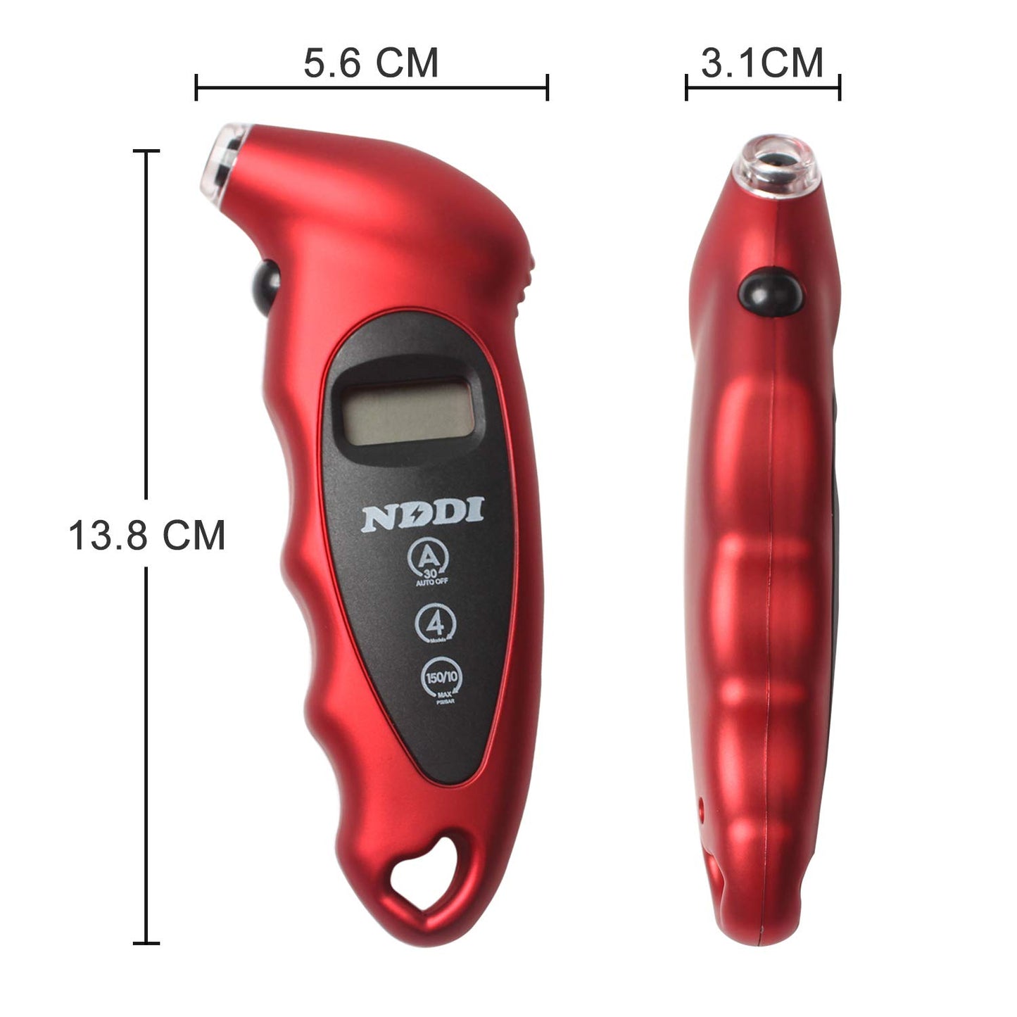 NDDI 2 Pack Digital Tire Pressure Gauge, 150 PSI 4 Settings Car Truck Bicycle Backlit LCD Non-Slip Grip, Gray and Red