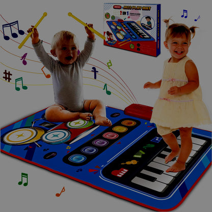 Baby Toys for 1 Year Old: Baby Musical Mat Toddler Toys Age 1-2 - 2 in 1 Piano Drum Babies Play Mat - Infant Music Toy 12-18 Months Babies Birthday Valentines Gifts for 1 2 3 Year Old Boys Girls - New