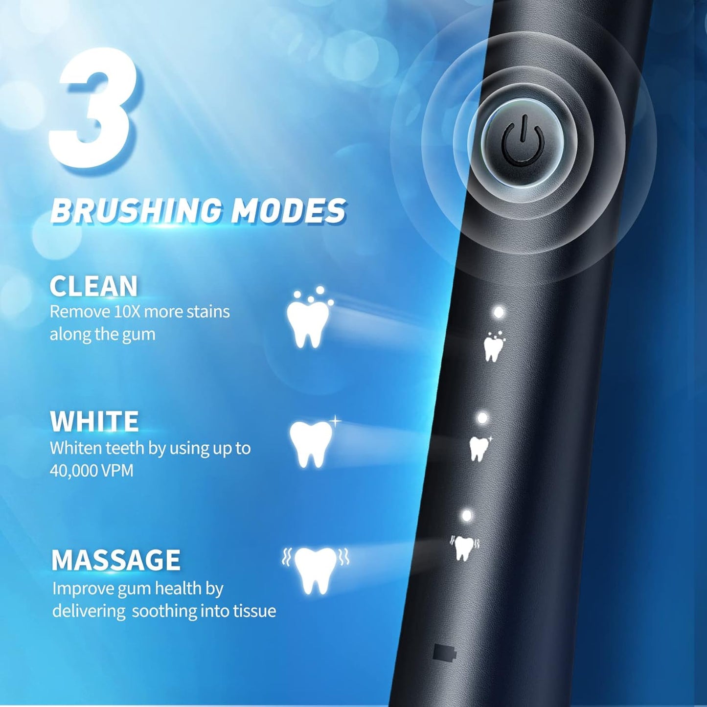 TEETHEORY Electric Toothbrush for Adults with Holder and 10 Brush Heads, Rechargeable Toothbrush Electric Fast 2 Hr Charge Last 35 Days, 40000 VPM and 3 Modes,Smart Timer