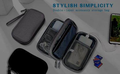 FYY Travel Cable Organizer Pouch Electronic Accessories Carry Case Portable Waterproof Double Layers All-in-One Storage Bag for Cord, Charger, Phone, Earphone Black - New