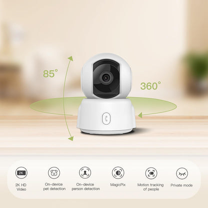 Javiscam Security Camera, 2K Wireless Camera Indoor, AI alerts of People and Pets, 2.4GHz WiFi Indoor Camera for Baby/Pet/Nanny, 2 Way Audio, IR Night Vision, 360-degree Pet Camera for Home Security