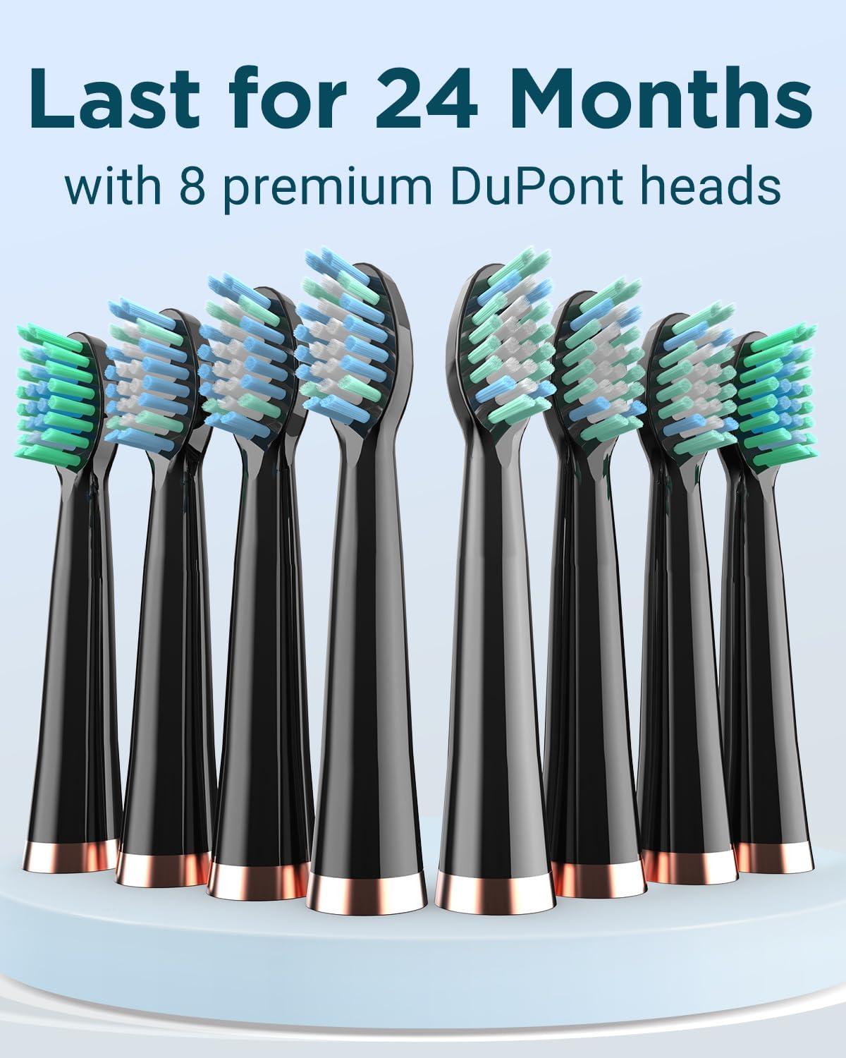 Sonic Electric Toothbrush for Adults - Rechargeable with 8 Brush Heads & Travel Case,Teeth Whitening , Power with Holder, 3Hours Charge for 120 Days - Black