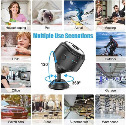 Camera Mini 1080P Smart Wireless Wireless WiFi Camera Home Security Surveillance Cam Car Tiny Nanny Cam, Small Portable Baby Cameras Dog Pet Camera for Indoor Outdoor Black