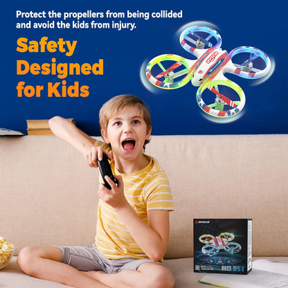 BEZGAR HQ051 Drones for Kids - RC Drone Indoor, LED Remote Control Mini Drone with 3D Flip and 3 Speed Propeller Full Protect Small Drone Quadcopter for Beginners, Easy to fly Gifts for Kids