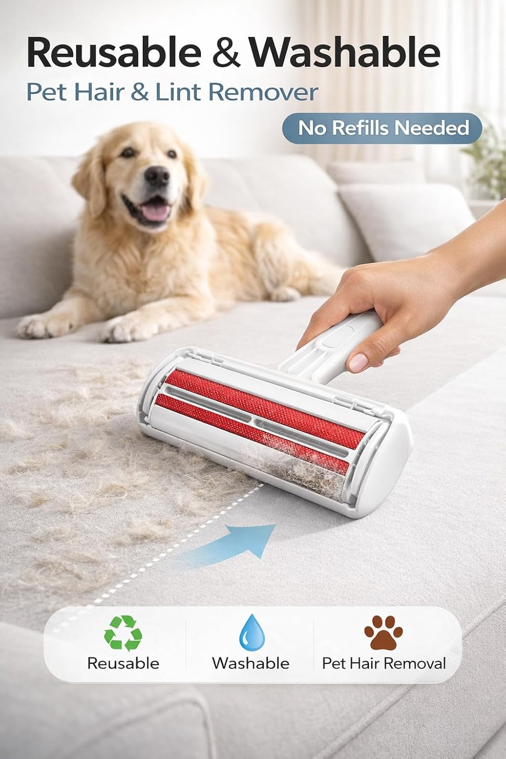 GajetNest Pet Hair Remover – Reusable Lint Roller for Cat & Dog Fur