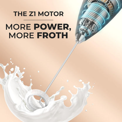 Kitchen Powerful Milk Frother Wand With 2 Duracell Batteries - Ultra Fast Handheld Drink Mixer - Electric Whisk Foam Maker for Coffee, Lattes, Cappuccino, Matcha, Hot Chocolate & Creamer - Black