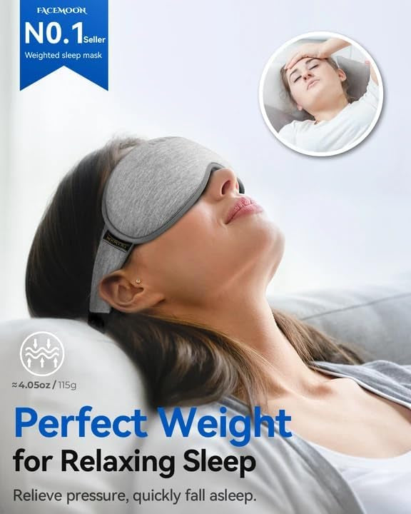 Weighted Eye Mask for Sleeping – 3D Blackout, Zero Eye Pressure, Lash-Friendly
